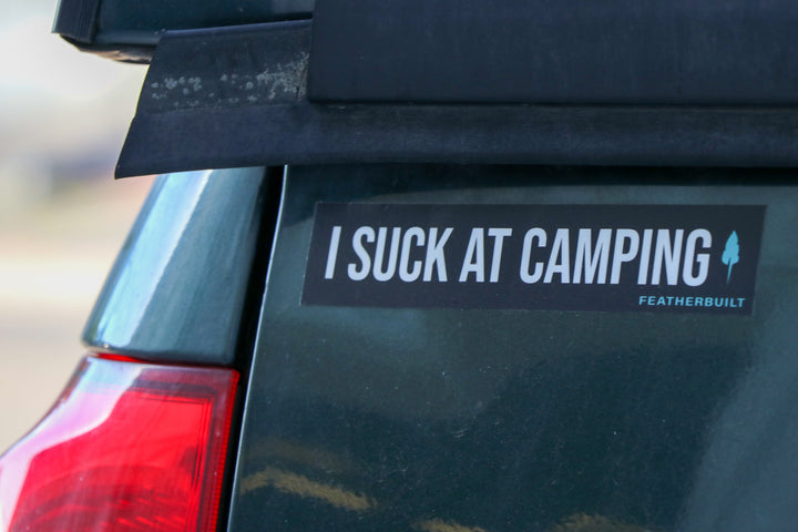I Suck at Camping Sticker